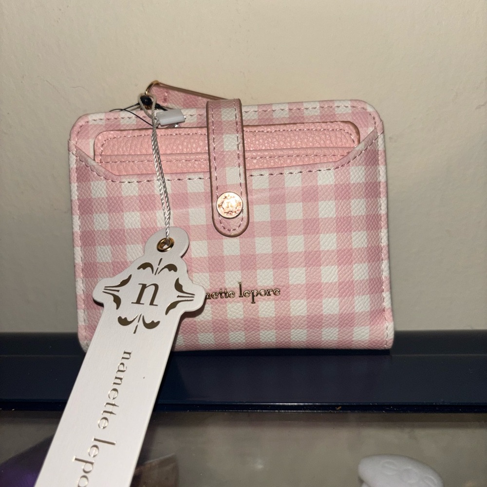 Nanette Lepore Pink Gingham Compact Wallet